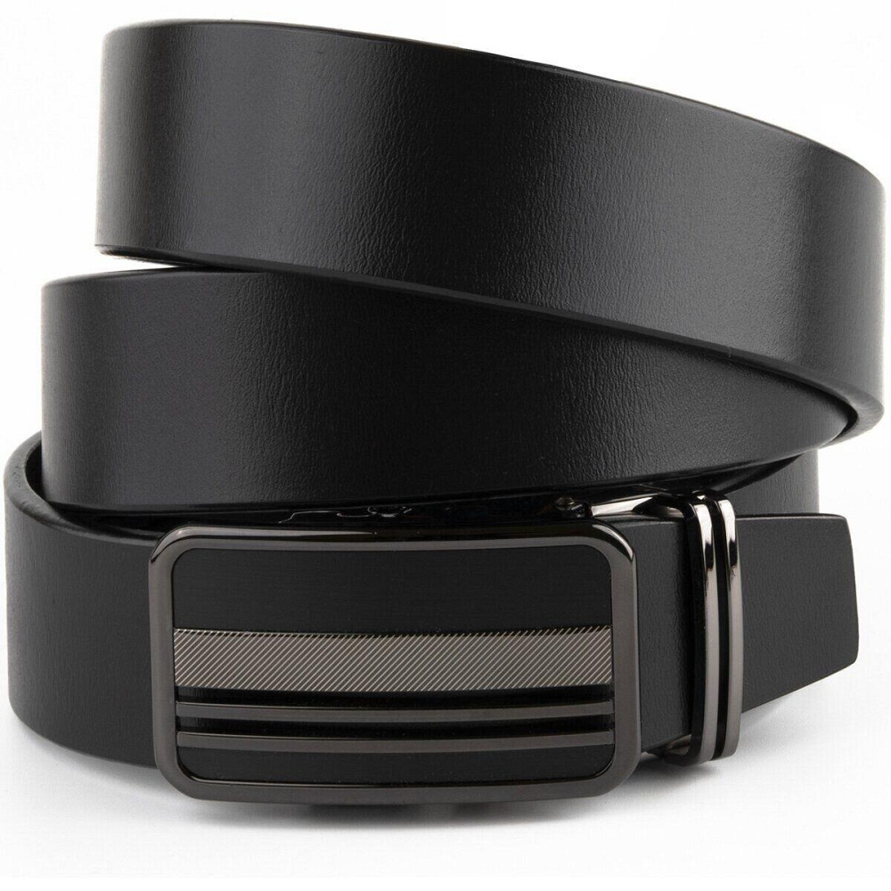 Ремінь чоловічий з автоматичною пряжкою смужки Vintage 20292 Чорний Київ - фото 8