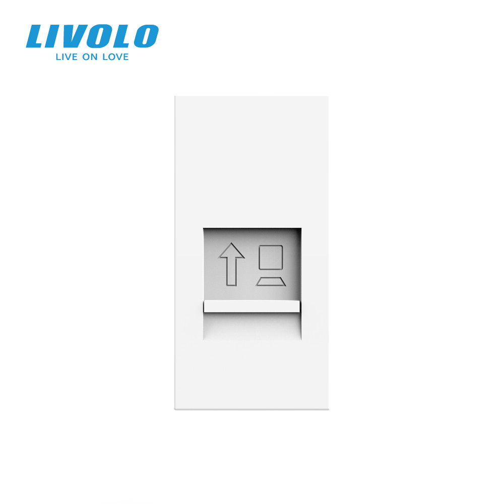 LIVOLO Інтернет-розетка RJ-45 (8P8C Cat.6) LIVOLO, біла, модуль 0.5 поста, з шторкою (VL-FCCP-1 Коломыя - изображение 3
