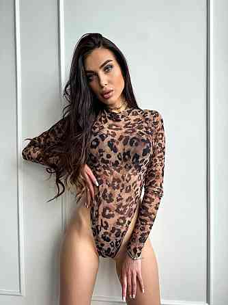 Жіночий напівпрозорий принтований боді зі стрейч сітки Одеса