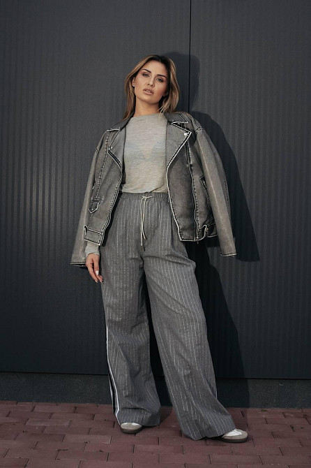 Куртка косуха женская удлиненная Серый S Харьков - изображение 3