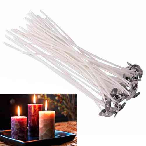 Комплект вощених гнітів 100 шт по 20 см , з металевим тримачем для зручного використання при виготовлені декоративних свічок Київ