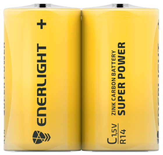 Батарейка мінібочка ENERLIGHT Super Power C 1.5V блістер 2 шт. Рівне