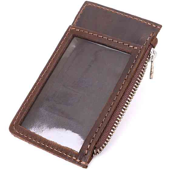 Оригінальний картхолдер з утримувачем для Apple AirTag з натуральної шкіри GRANDE PELLE 11627 Коричневий Київ