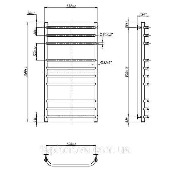 Полотенцесушитель Блюз 500х1000 Черновцы