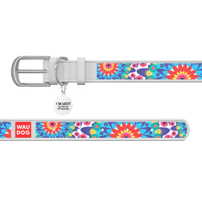 Нашийник для тварин WAUDOG Design з QR паспортом "Квіти" XS Ш 12 мм Д 21-29 см білий (376015) Вінниця - фото 3