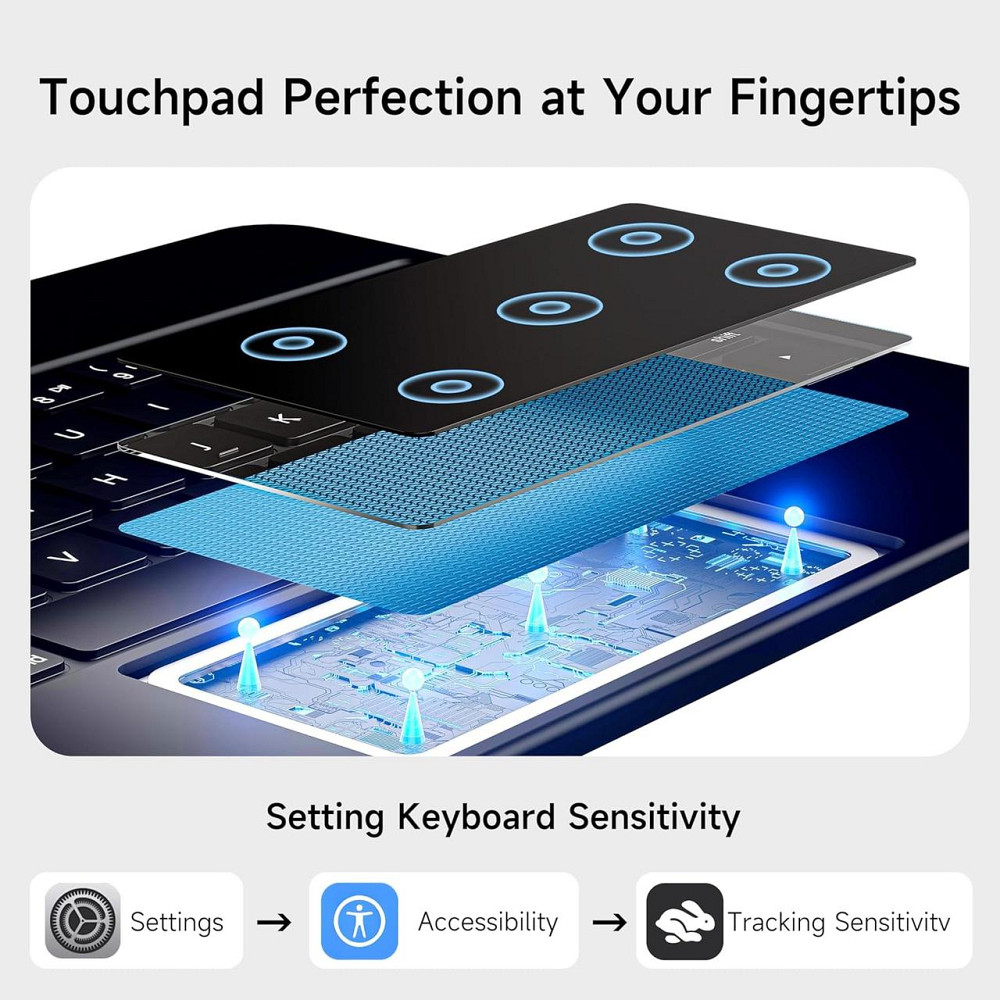 Клавіатурний чохол для iPad Air 11 (M3/M2) чорний з трекпадом RGB підсвітка магнітний універсальний кейс 11 дюймів Київ - фото 7