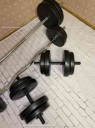 Штанга набірна + W-подібний гриф з гантелями 101 кг Гантелі, гирі, штанги та диски ударостійкий пластик Київ