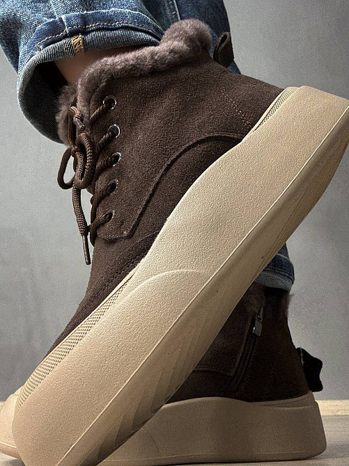 Черевики жіночі Hengji 677-2 замшеві високі кеди на хутрі коричневі, 40, 25 см Київ - фото 6