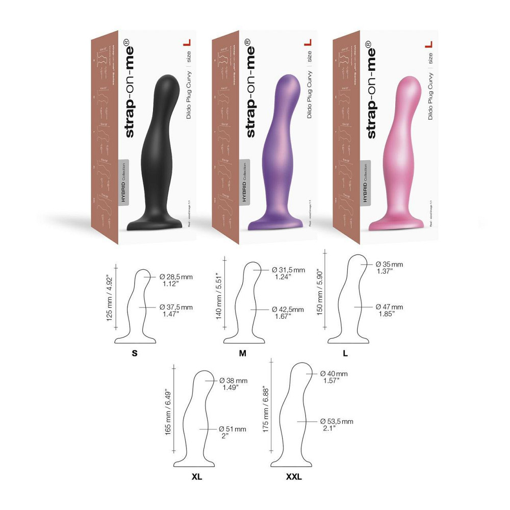 Насадка для страпона Strap-On-Me Dildo Plug Curvy Rose Dragee Metallic M Sex Aura Киев - изображение 3