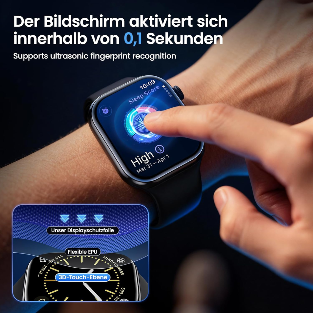 Захисна плівка UniqueMe для Apple Watch 40/41 мм HD TPU комплект 4 шт. гідрогелева плівка екрана iWatch SE/9/8/7/6/5/4 Київ - фото 8