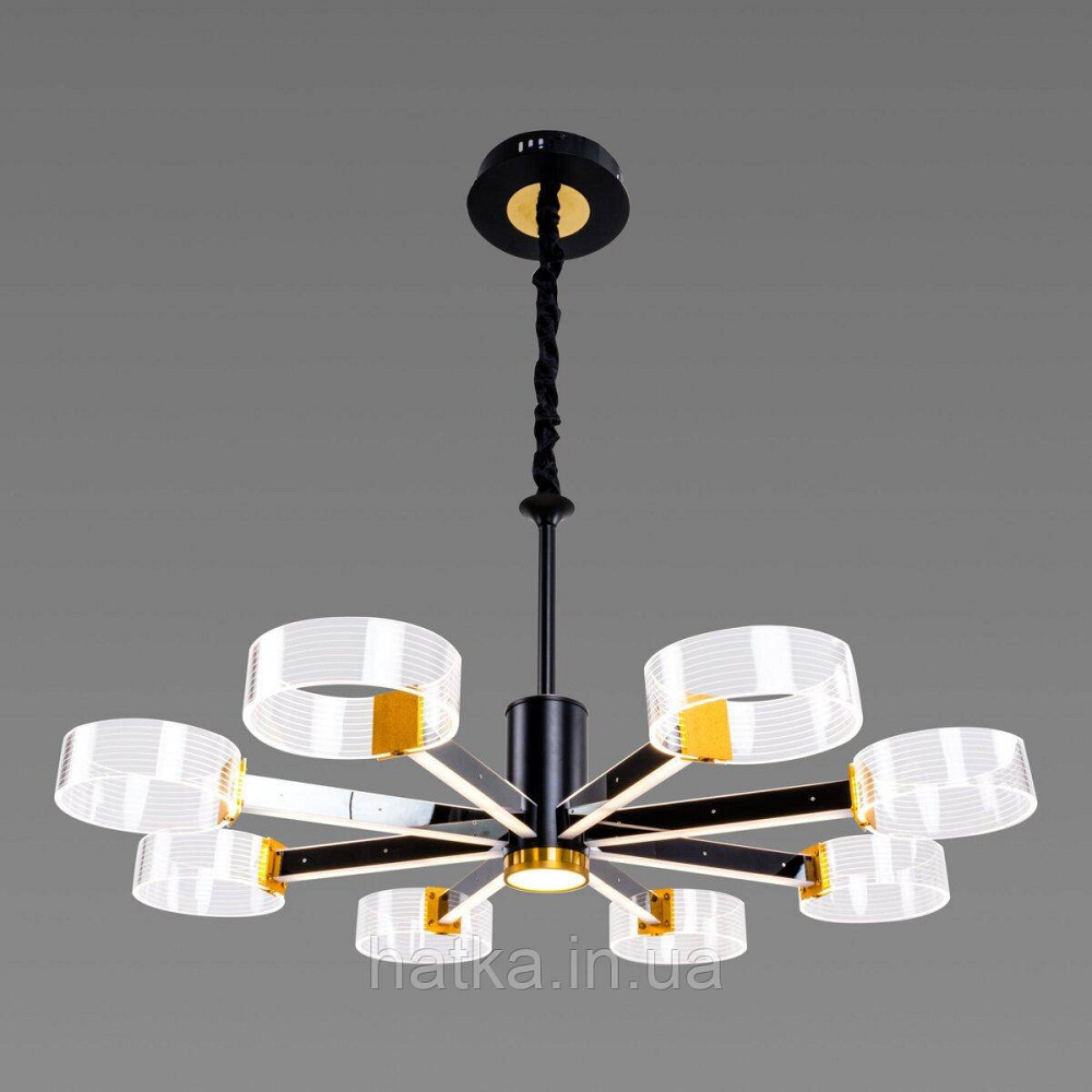 Світлодіодна акрилова люстра Sirius N 3705-8 BLACK+GD Київ - фото 3