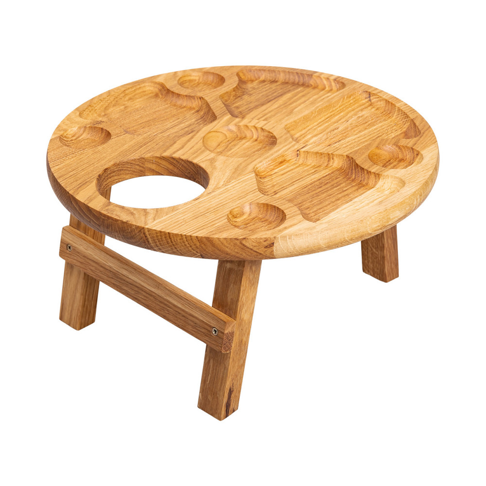 Lugi Винний столик-менажниця з дерева 35 см круглий на ніжках дуб Київ - фото 1