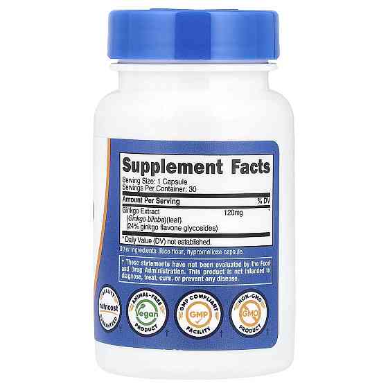Гінкго білоба Nutricost Ginkgo Biloba 120 mg 30 Capsules Луцьк