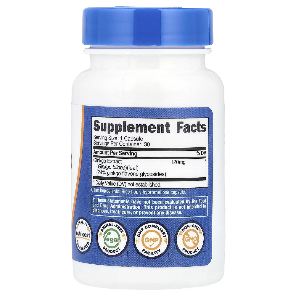 Гінкго білоба Nutricost Ginkgo Biloba 120 mg 30 Capsules Луцьк - фото 2