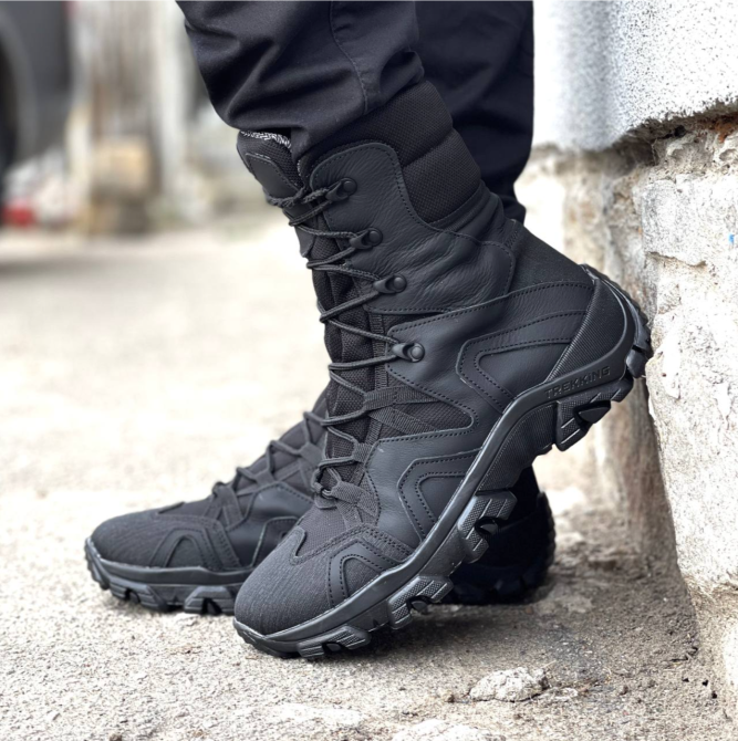 Мужские военные кожаные берцы на Gore-Tex демисезонные черные, тактические качественные кожаные берцы Львов - изображение 10