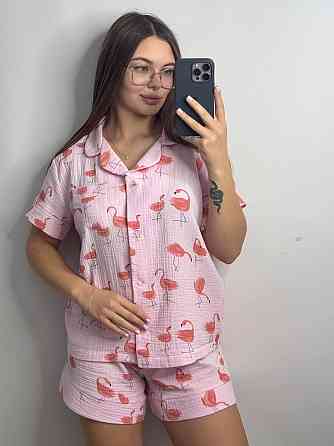 Жіноча піжама муслінова із шортами Фламінго XL Харків