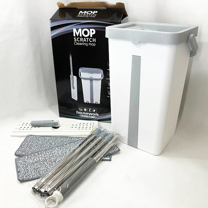Швабра з віджимом і складним відром Scratch Cleaning Easy Mop Стрічка з відром віджимом TO-14 Львів - фото 3