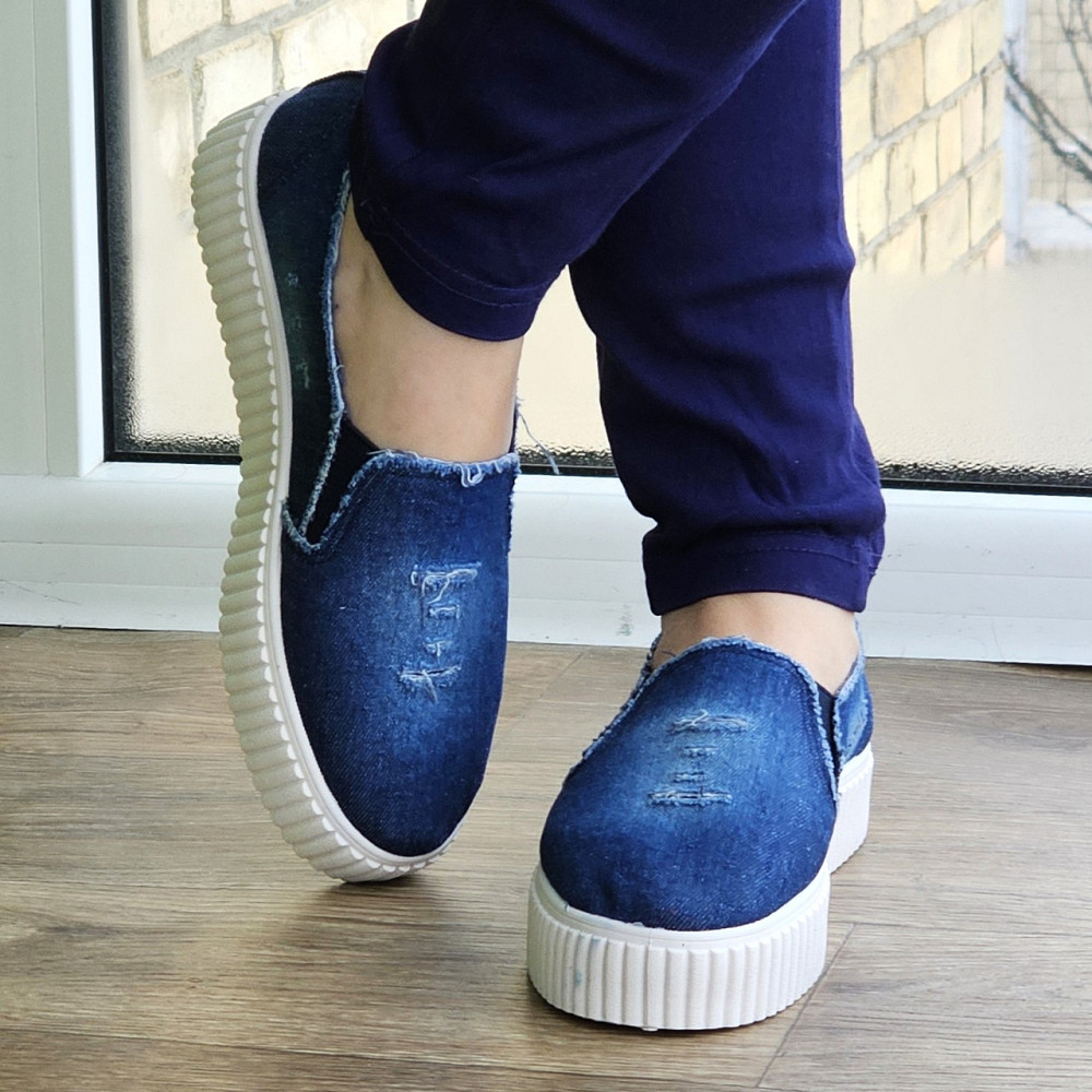 Женские Джинсовые Слипоны Мокасины на Высокой Толстой Подошве (размеры: 36,37,38) - 211 Днепр - изображение 7