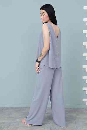 Літній костюм зі штанами палаццо "Stellar" оптом | Норма і батал | Розпродаж моделі Графіт, 46-48 Київ