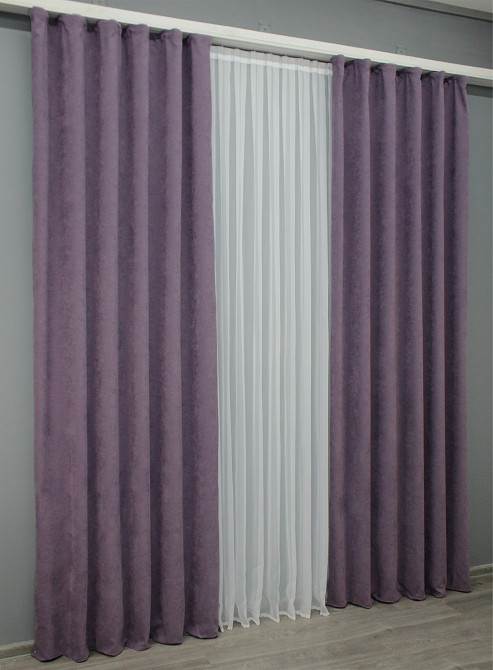 Комплект готовых штор VR-Textil Микровелюр SPARTA № 837ш Лавандовый 150х250 см 2 шт (39-208) Киев - изображение 5
