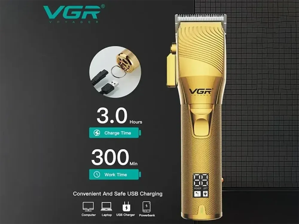 Машинка для стрижки волосся VGR V-280 бездротова, 6 насадок, дисплей, акумулятор 2500 мАг, 300 хв роботи Одеса - фото 3