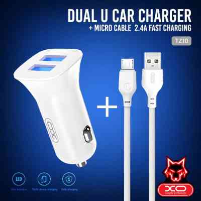 Зарядний пристрій XO 2xUSB 2.4A + cable USB to Micro 5P white (TZ10-M-WH) Вінниця