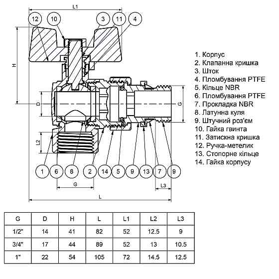 Кран шаровый угловой с американкой Q PROFESSIONAL QP004 PN40 1/2″ антипротечка, Белая бабочка (000014415) Киев
