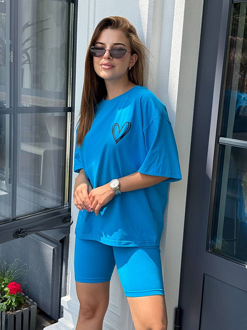 Футболка и велосипедки женские кулир Голубой XL/2XL Харьков - изображение 9