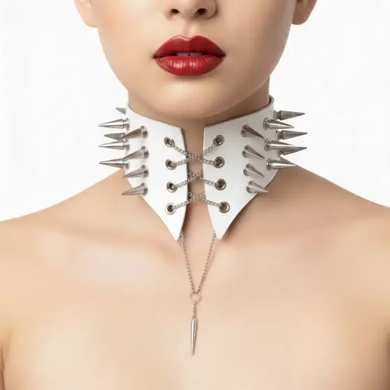 Чокер-комір з шипами Art of Sex - Ariadne, екошкіра, колір білий, XS-M Львов