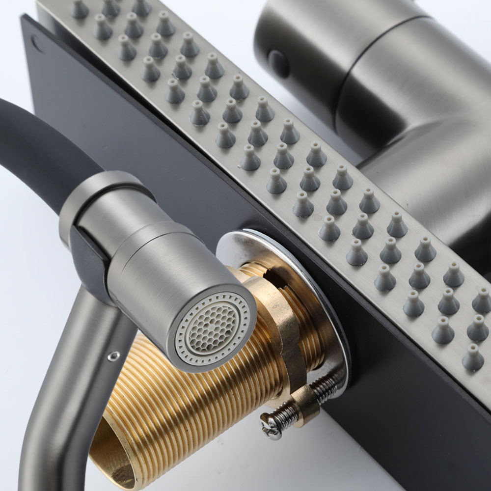 Змішувач для кухні під фільтр GAPPO G4098-9 гнучкий вилив, функція "водоспад", графіт/чорний Київ - фото 5