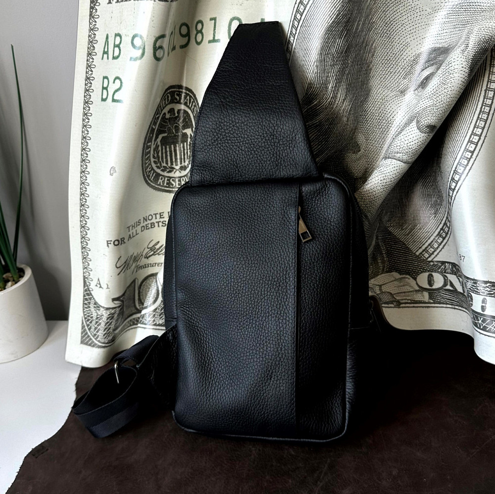 Сумка чорна Бостон Герб через плече чоловіча з тисненням, месенджер сумка з широким ремінцем 25.5х18х5 смMasterSem Київ - фото 5