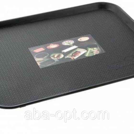 Таця «Антисліп» для офіціанта чорного кольору прямокутний 40 х 30 см (шт).Aba-Opt Одеса