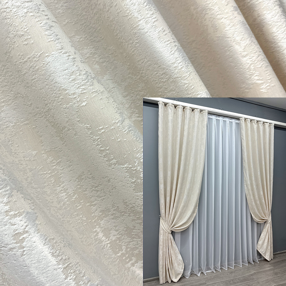 Комплект готовых штор VR-Textil Жаккард Sultan YL № 1763ш Молочный 100х270 см 2 шт (31-0012) Киев - изображение 1