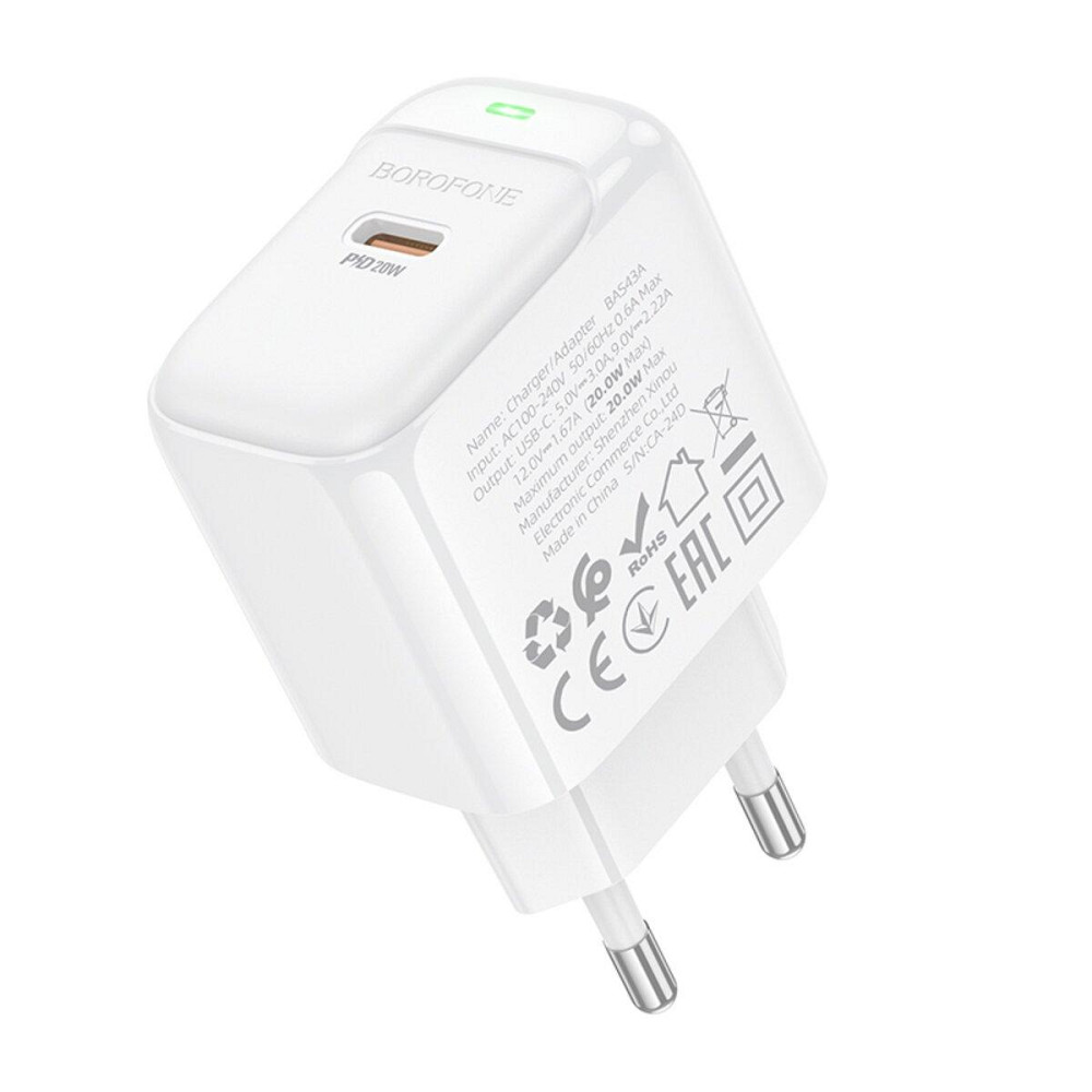 Мережевий зарядний пристрій BOROFONE BAS43A Potential single-port PD20W charger White 6941991113819 Одеса - фото 5