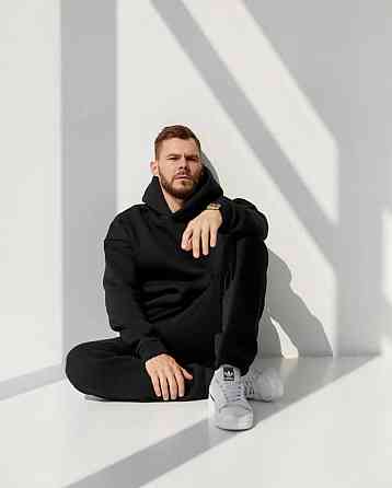 Чоловічий спортивний теплий костюм на флісі Чорний 56 Харків