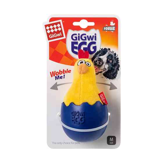 Іграшка для собак Курча-неваляшка з пищалкою GiGwi EGG, текстиль, гума, 14 см Коломия