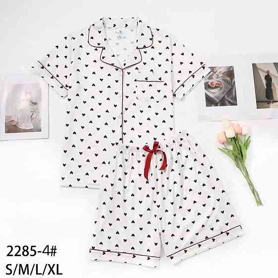 Женская трикотажная пижама двойка с сердечками Белый, 48 Одесса