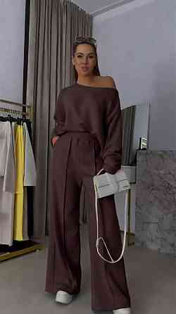 Женский прогулочный костюм двойка: кофта и штаны двунить Шоколадный, 42/46 Одесса