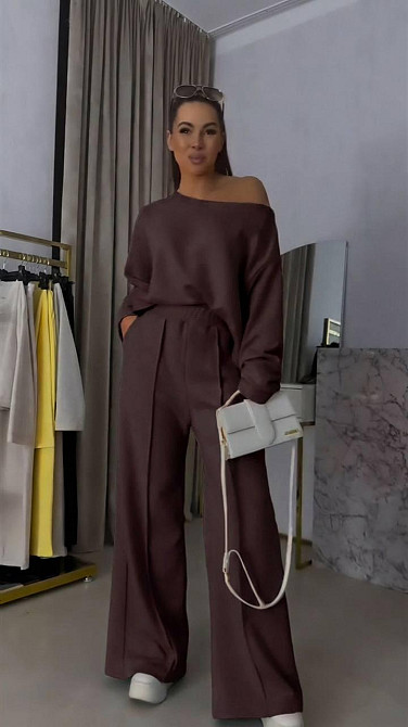 Женский прогулочный костюм двойка: кофта и штаны двунить Шоколадный, 42/46 Одесса - изображение 5