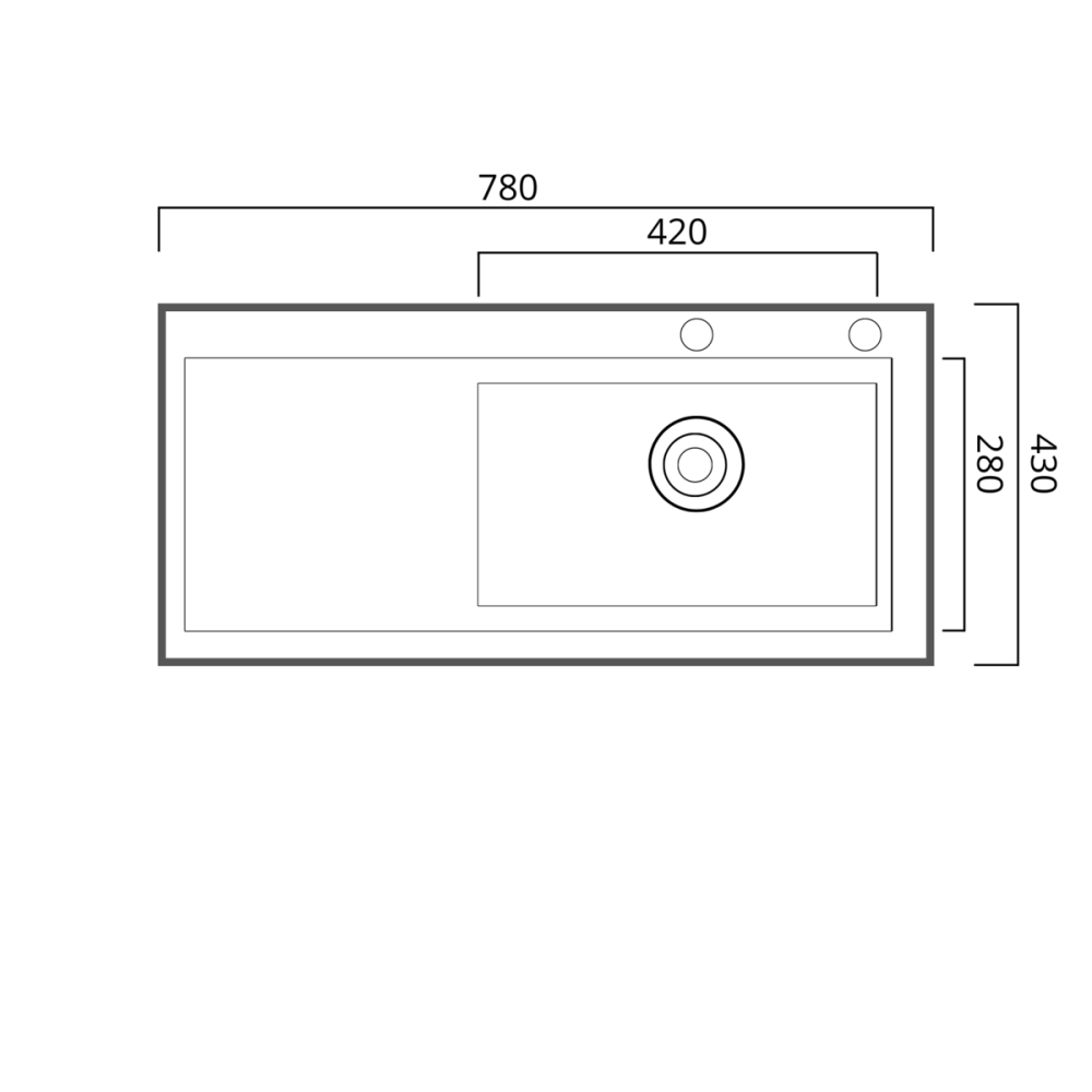PLATINUM Кухонна мийка нержавійка 78*43 R Platinum Handmade (два отвори, круглий сифон 3,0/0,8) Киев - изображение 2