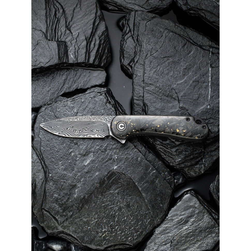 Ніж складаний кишеньковий Civivi Elementum, (7.5 см) Damascus / Carbon Fiber сірий Киев - изображение 15