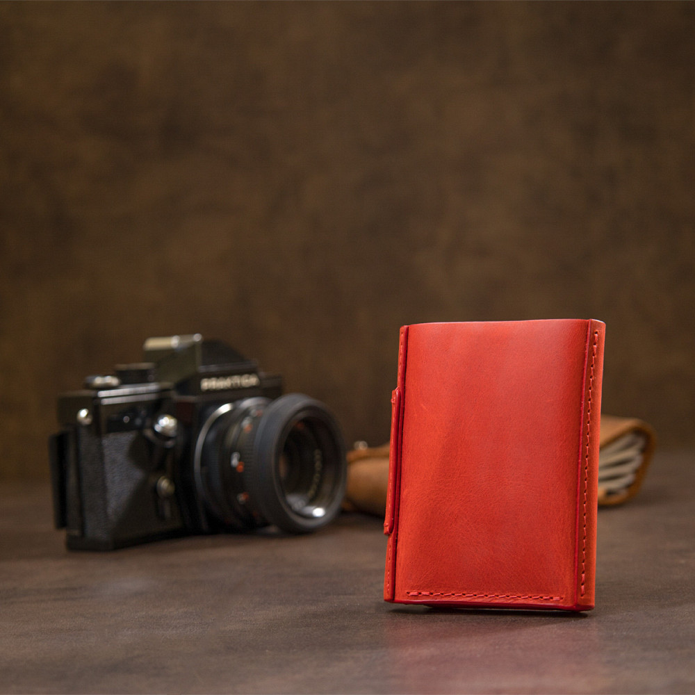 Матове вінтажне портмоне GRANDE PELLE 11459 Червоний Київ - фото 2