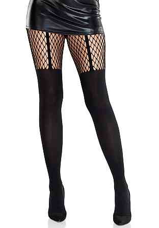 Колготки Leg Avenue Garter Illusion Tights with Net Detail One Size Black Sex Aura Київ