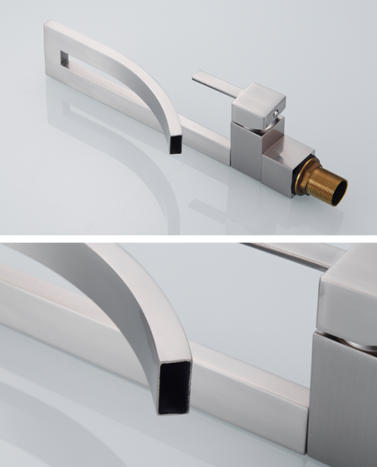 Смеситель дизайнерский для раковины однорычажный кран горизонтальный монтаж WanFan для ванны Никель Каменец-Подольский - изображение 4