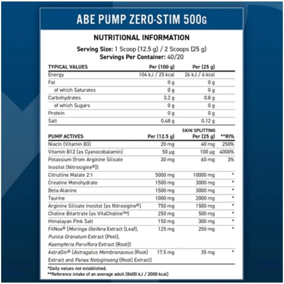 Предтренировочный комплекс Applied Nutrition ABE Pump 500 g (Blue Razz) Луцк - изображение 2