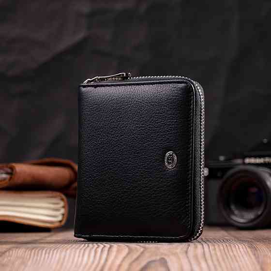 Портмоне для женщин на молнии в классическом цвете из натуральной кожи Черный (ST Leather) Киев