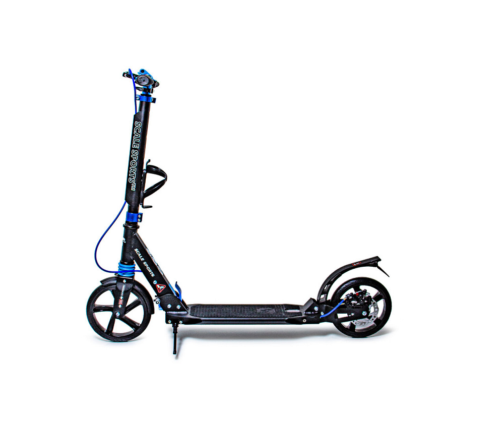 Дитячий самокат Scale Sports SS-25 + ліхтарик + дзвіночок + ремінь. Дискове гальмо. Колір чорно-синій Одеса - фото 3