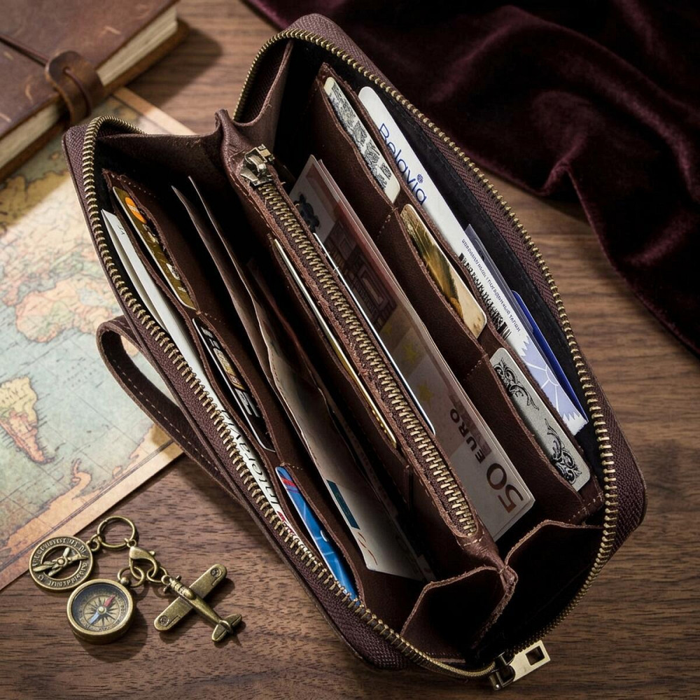 Мужской кожаный клатч для карт купюр и документов SHVIGEL 19121 Коричневый Киев - изображение 12