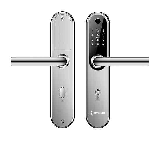 Розумний дверний біометричний замок SEVEN LOCK SL-7768BF (85 мм) silver Київ