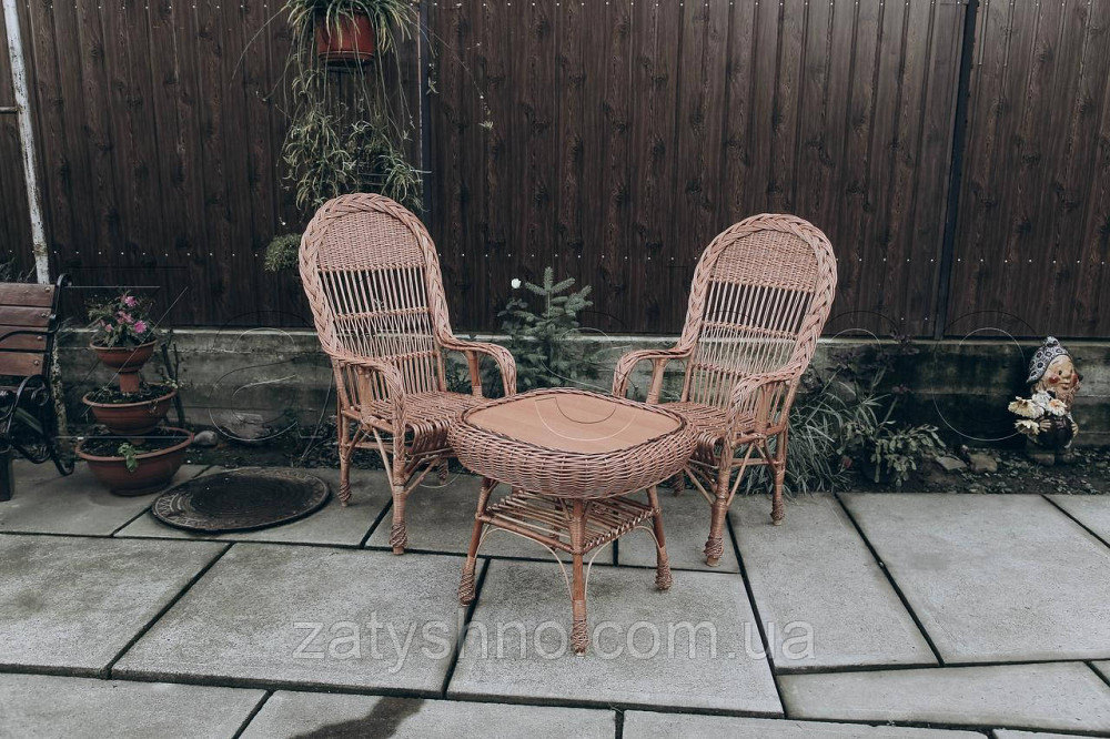 Садові плетені меблі 2 крісла журнальний столик | Київ - фото 1